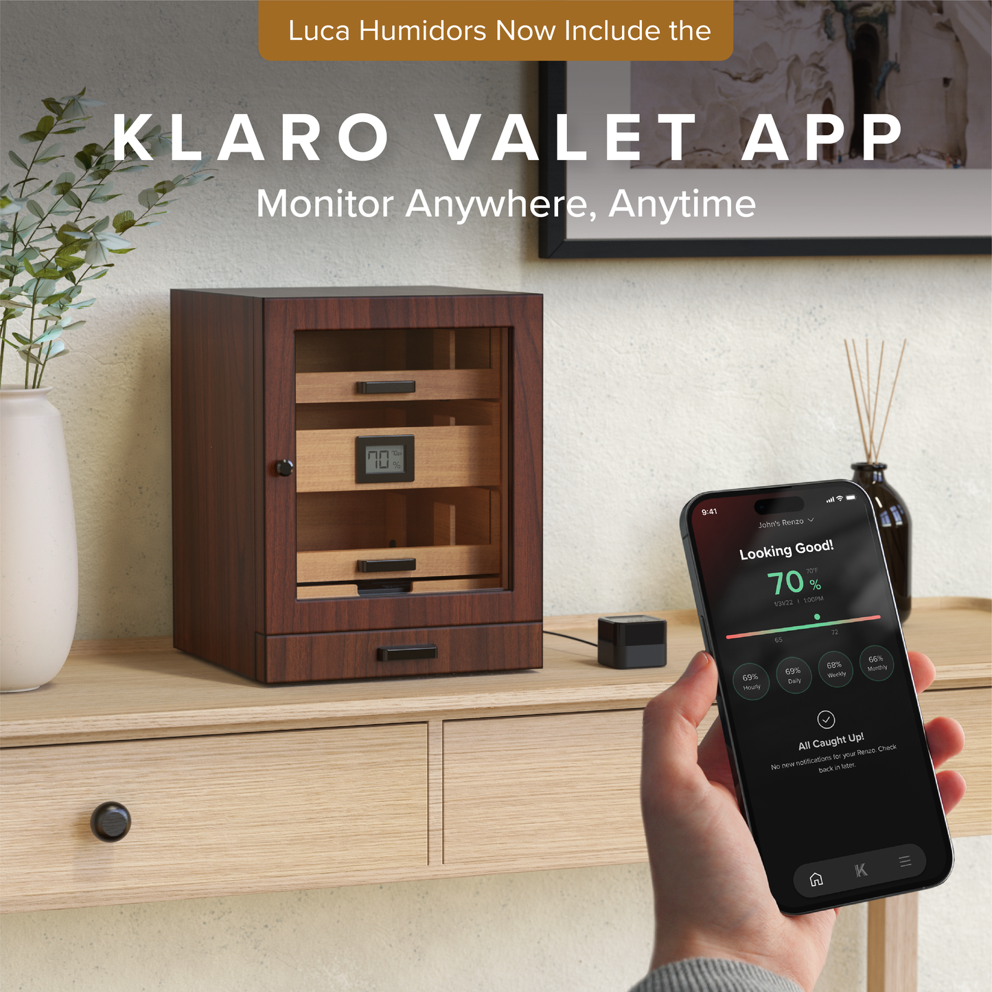 Luca Humidor Cabinet + Smart Valet