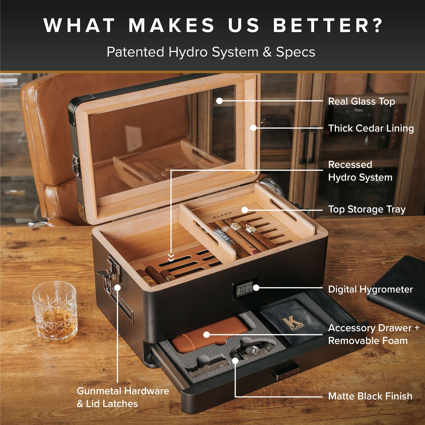 Black Edition Military Humidor + Smart Valet