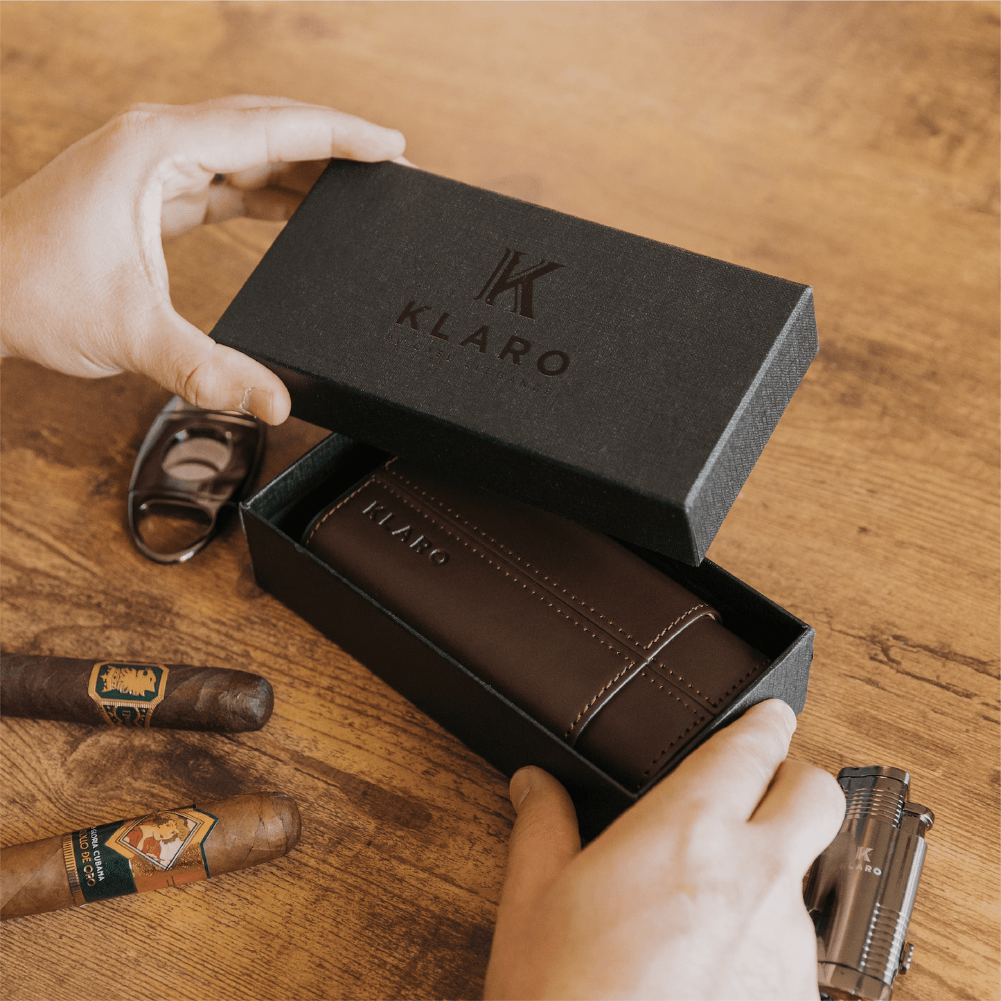 Estuche de viaje premium para 3 puros