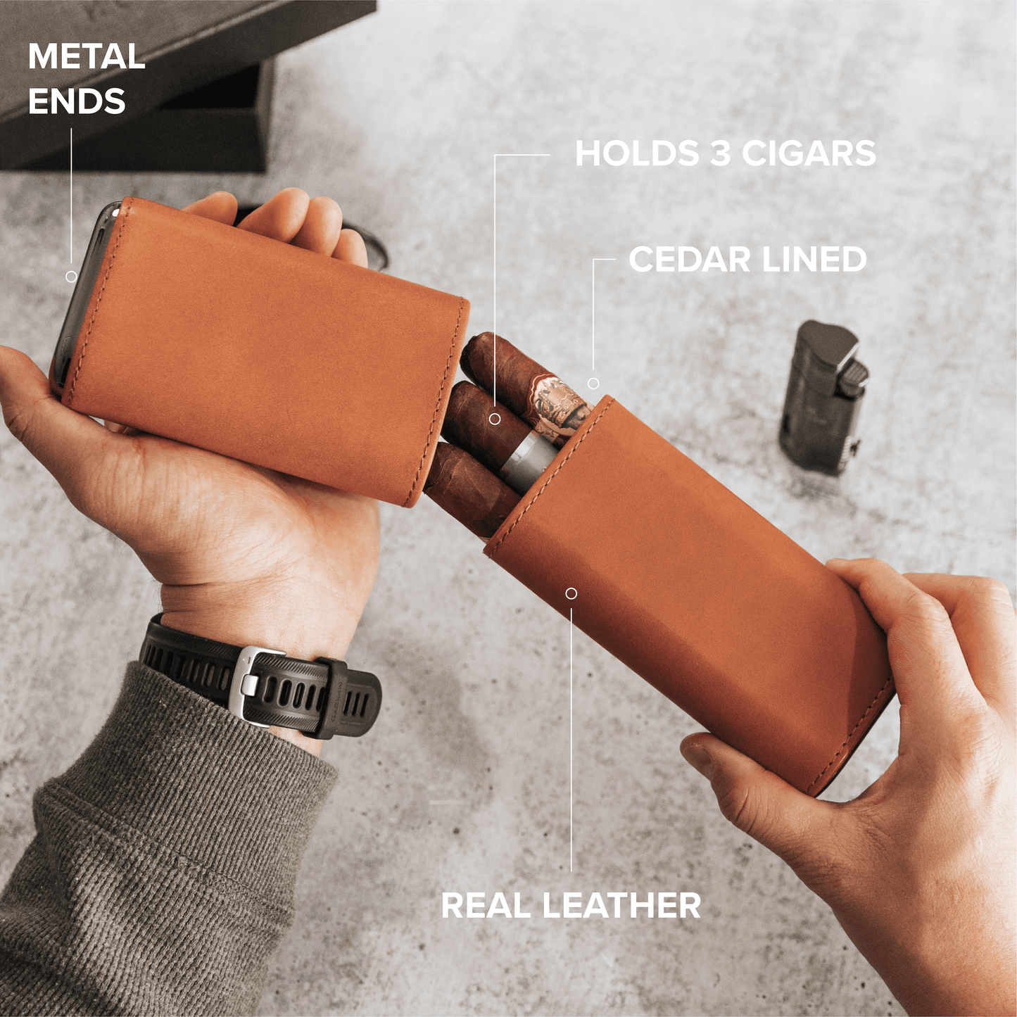 Estuche de viaje premium para 3 puros