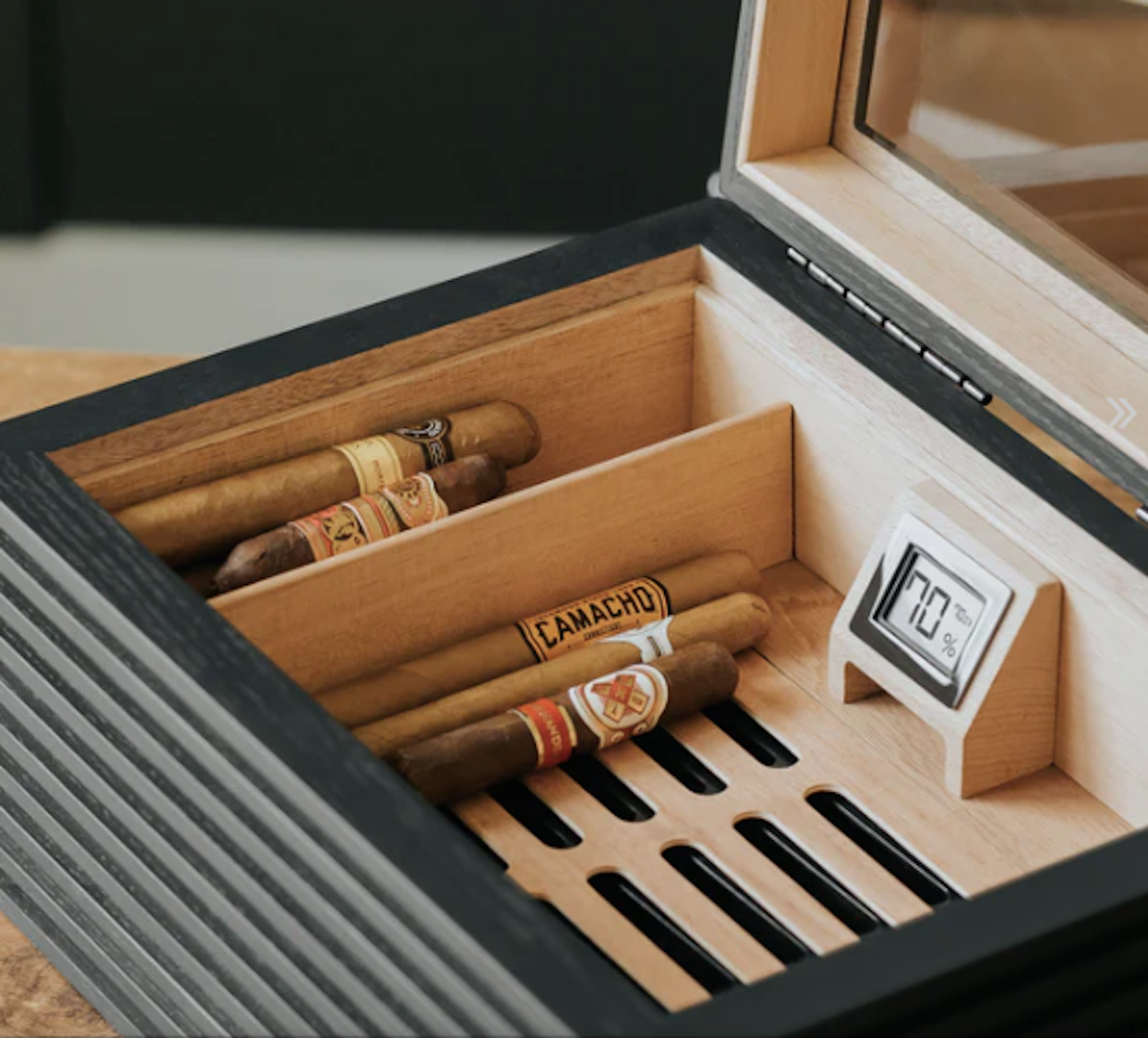 cave à cigares cèdre espagnol avec humidificateur boîte à cigares  hygromètre brun