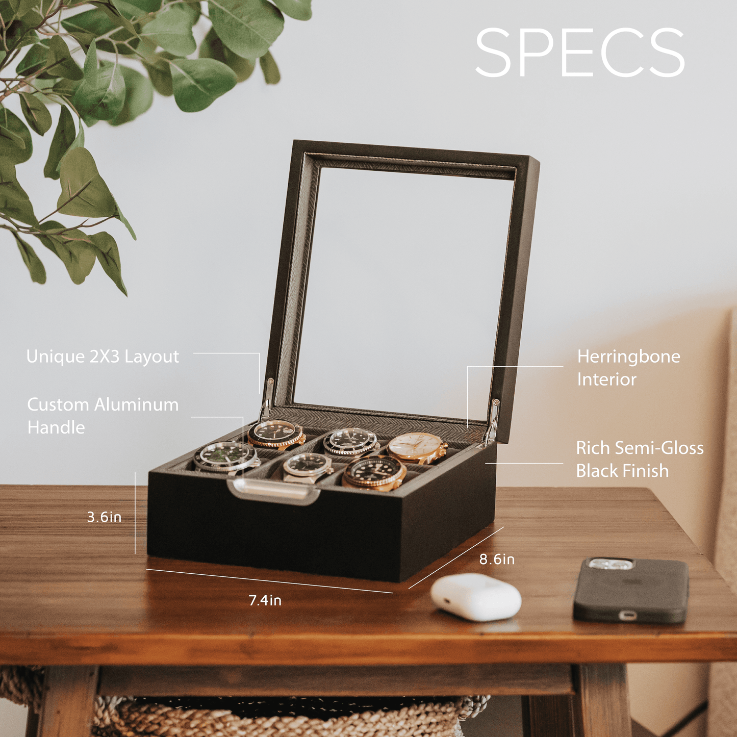 Boîte de montre moderne 2x3 - 6 cases