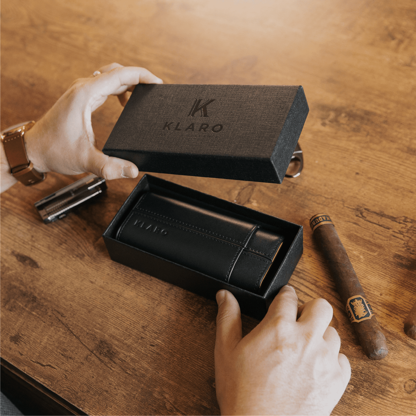 Estuche de viaje premium para 3 cigarros