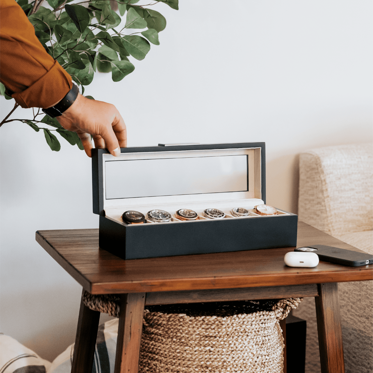 Caja de reloj con clip moderna - 6 ranuras