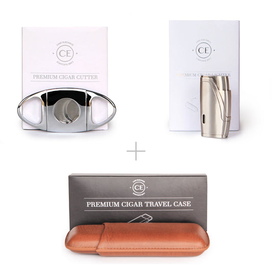 Pack d'accessoires Klaro - Coupe-cigare, briquet torche et étui de voyage