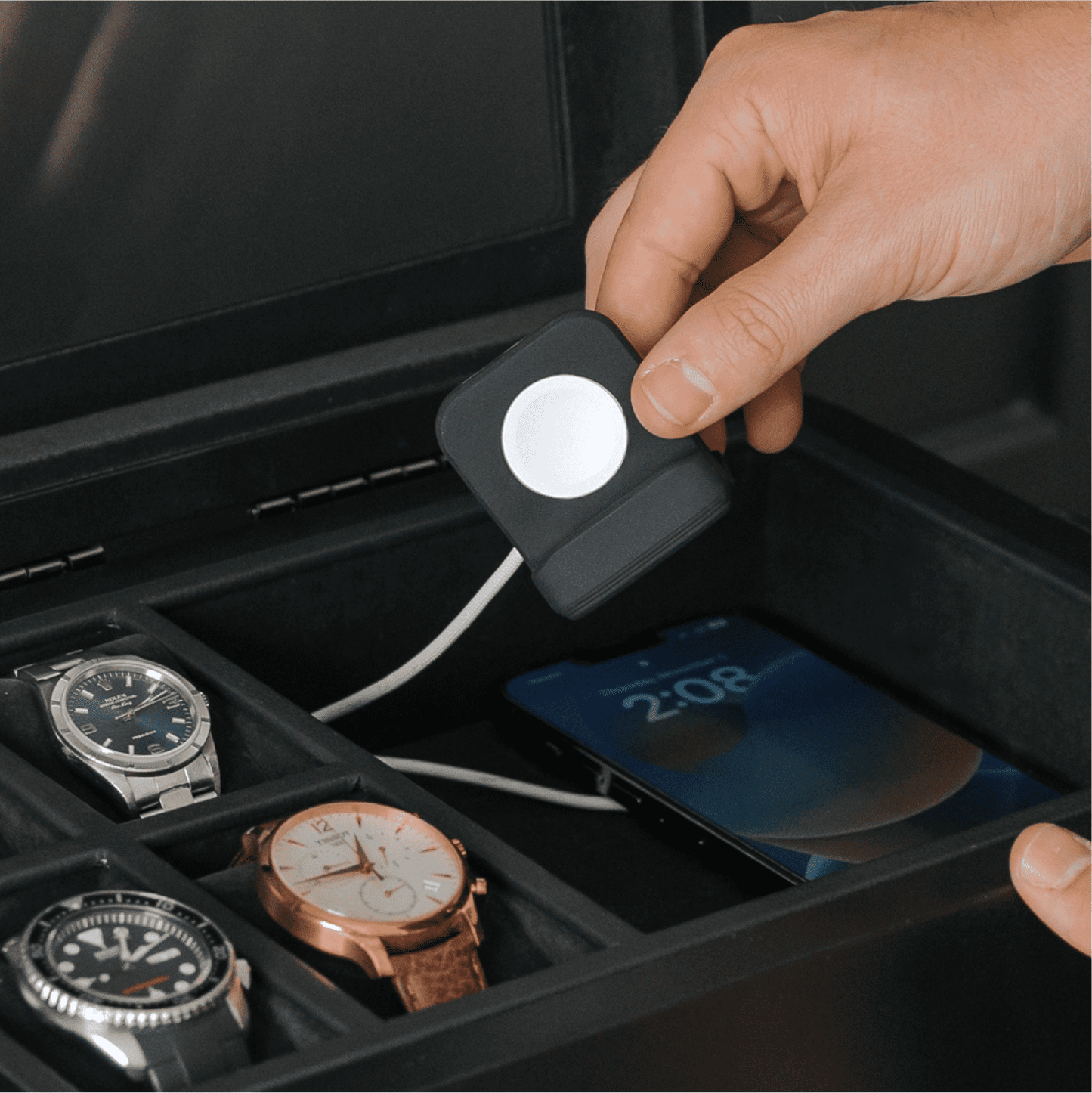 Caja de reloj modular militar Black Edition - 10 ranuras