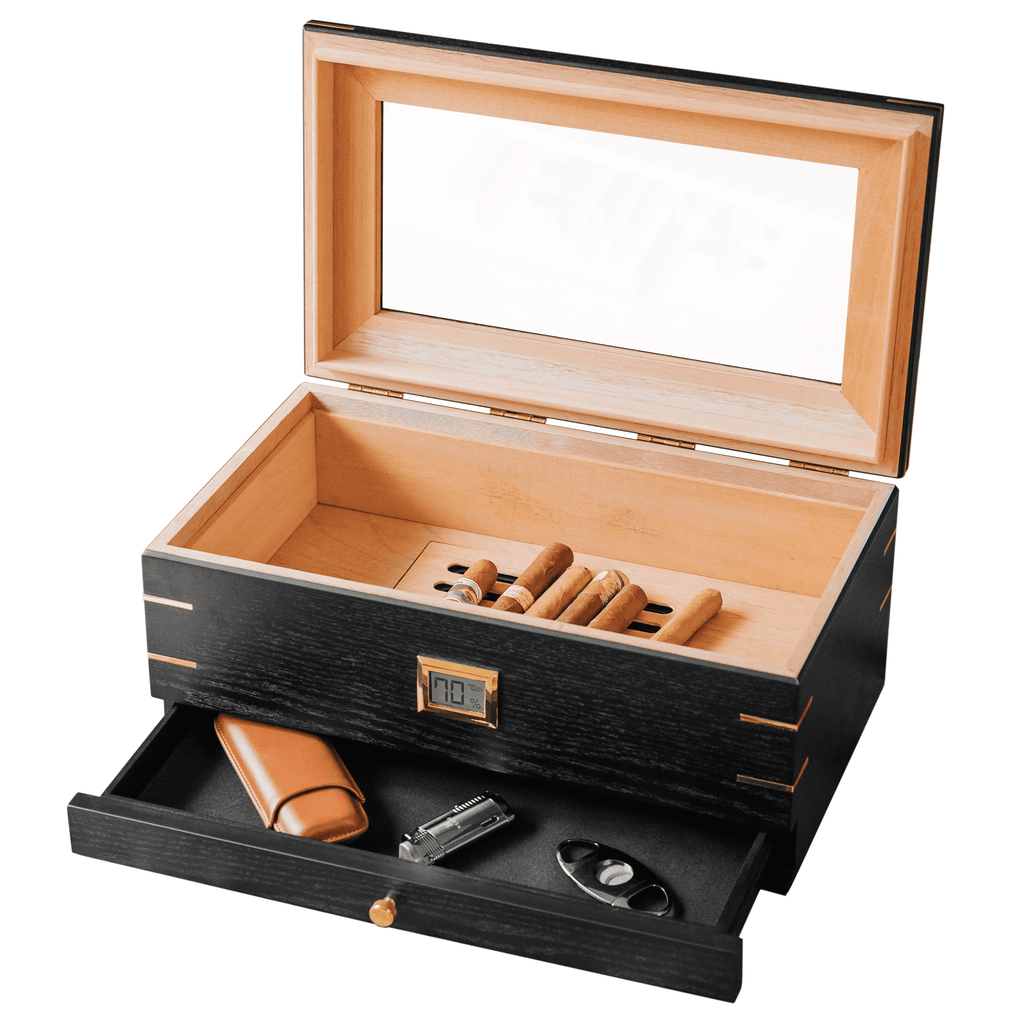 Humidor Royal con piano in vetro