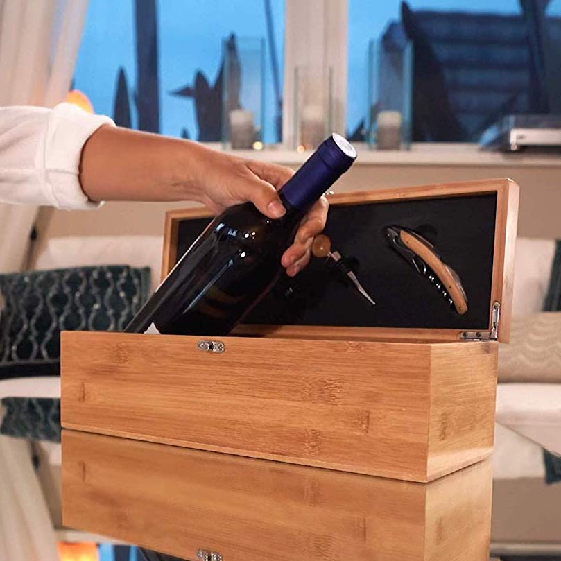 Set di scatole regalo di vino di bambù e accessori