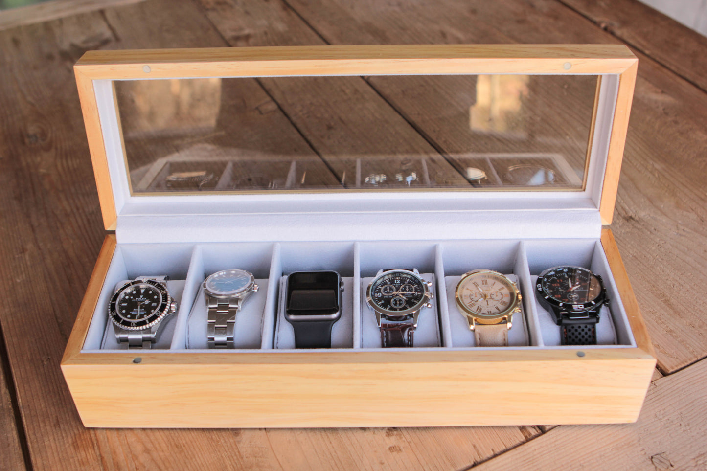 Scatola degli orologi in legno di pino - 6 slot