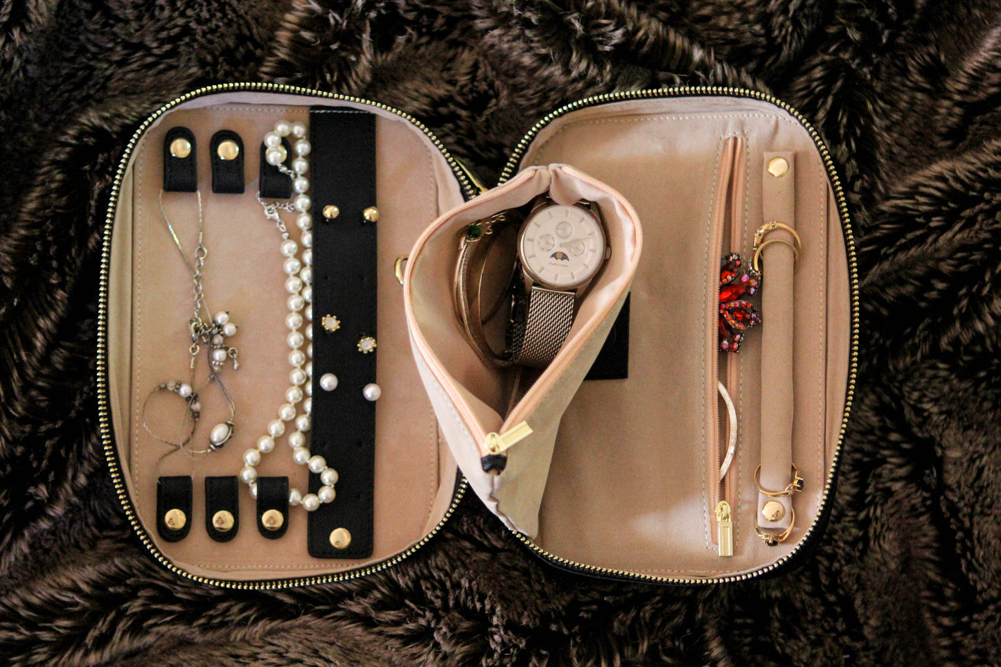 Organizador de joyas de viaje grande - Negro