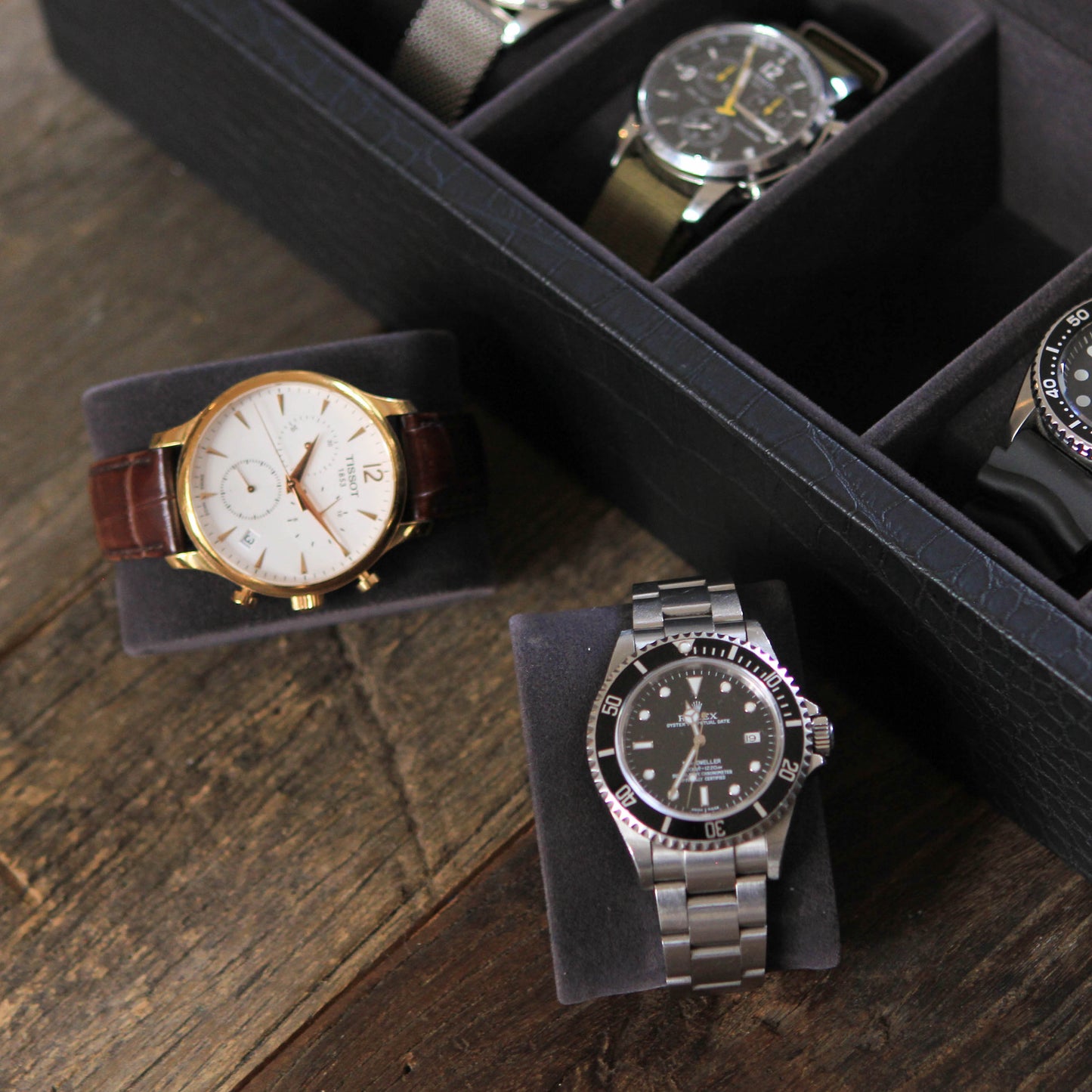 Scatola di orologi in finto coccodrillo - 6 slot