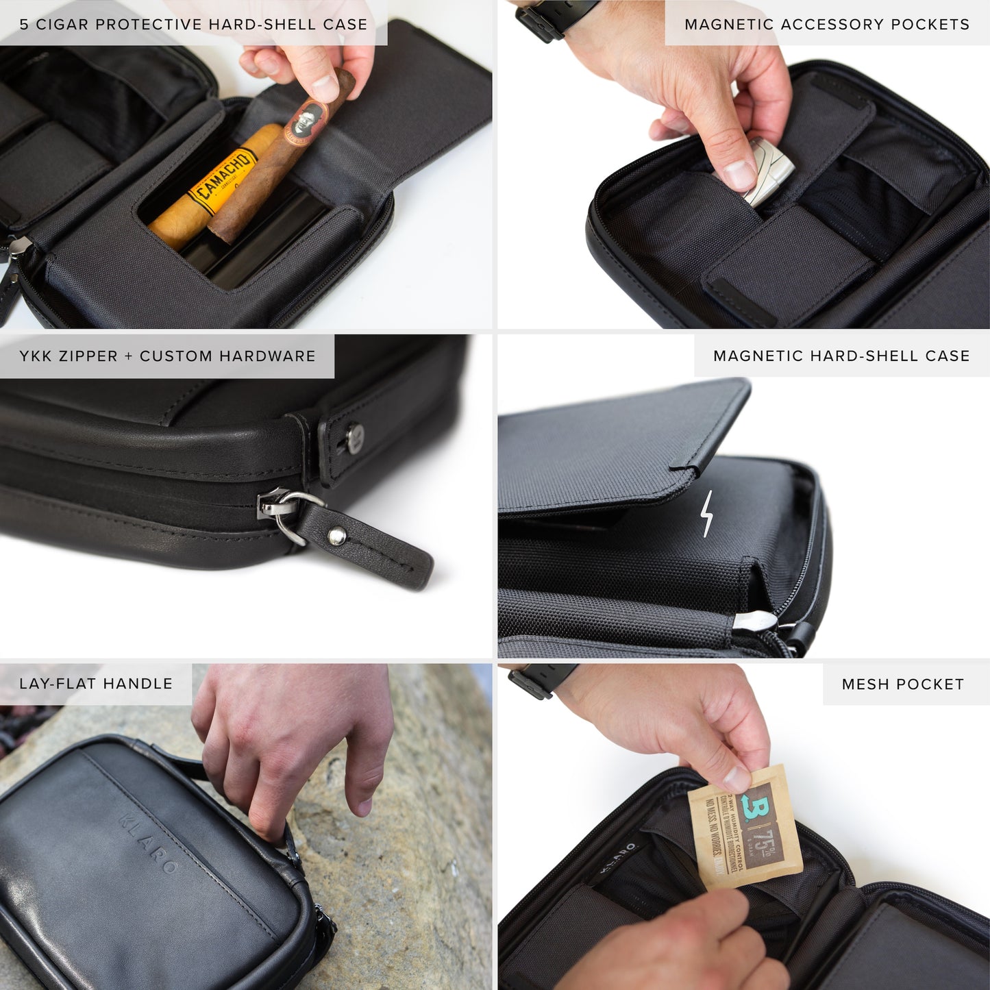Estuche para puros de cuero Flint Travel