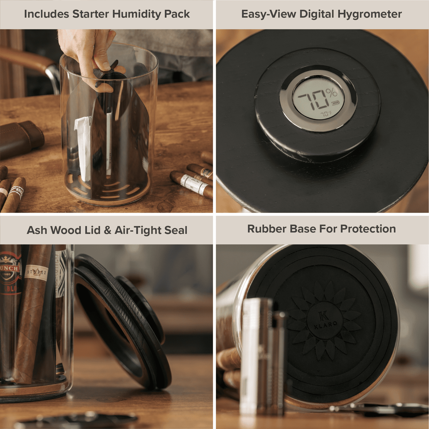 Cylindor Humidor - Glass Jar & Ashwood Lid