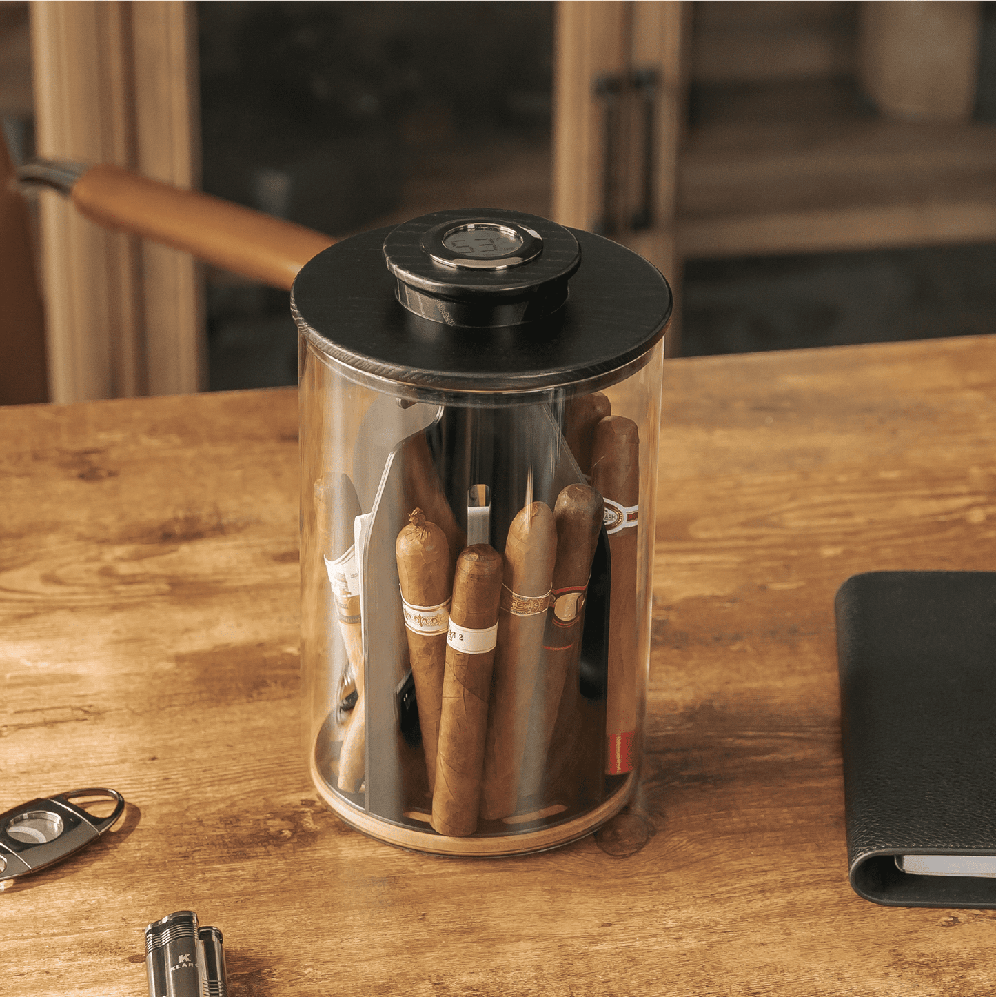 Cylindor Humidor - Glass Jar & Ashwood Lid