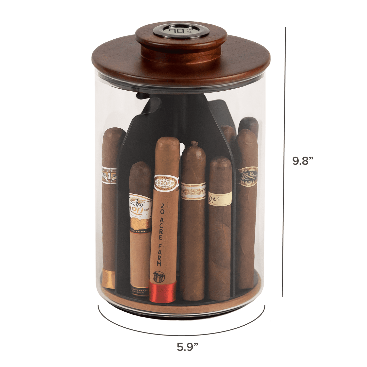 Cylindor Humidor - Glass Jar & Acacia Wood Lid
