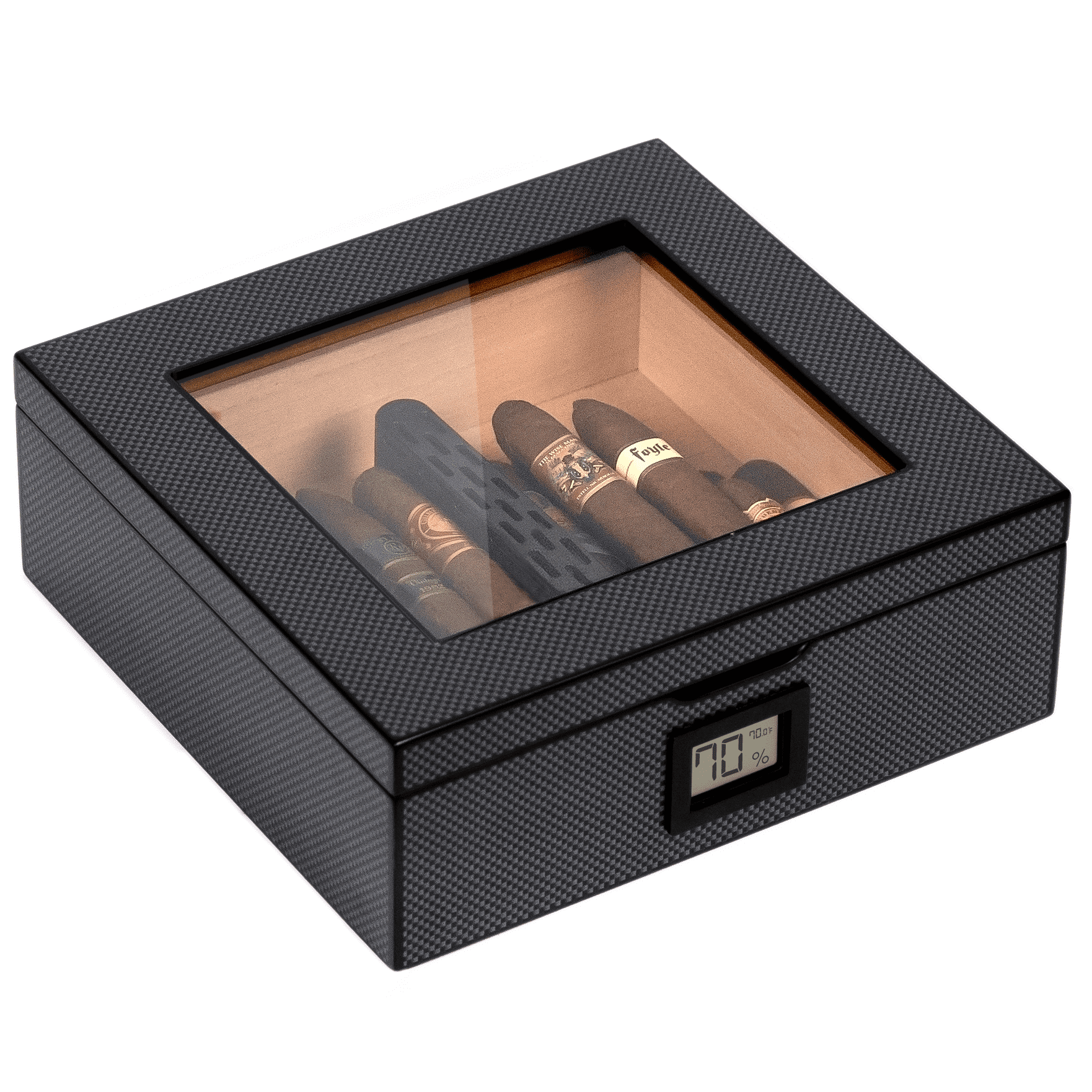 cigarette humidor case TISFA Cigar Humidor, Leather Cedar Wood Cigar with Cigar Lighter, V Cut Cigar Cutter, Cigar Holder 3 in 1, Portable Travel Cigar Box with Humidifier (Black) : Health & Household Cedar Wood Lining Crafted with a durable Cigar Case, 4 Finger Humidors