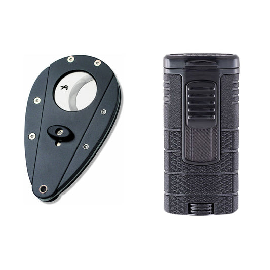 Xikar Tactical Bundle Pack - Black Combo - Cigar Cutter and Torch Lighter