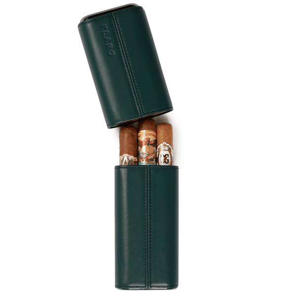 Premium 3 Cigar Travel Case - Racing Green