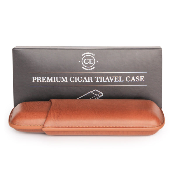 Visol Peter James Leather Brown Travel Cigar Case - VPJ004