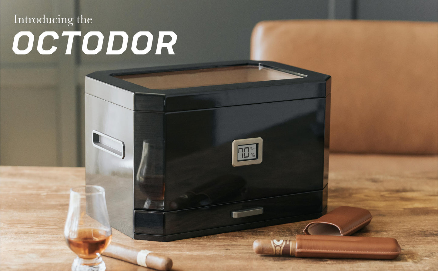 Humidor con tapa de vidrio Octodor
