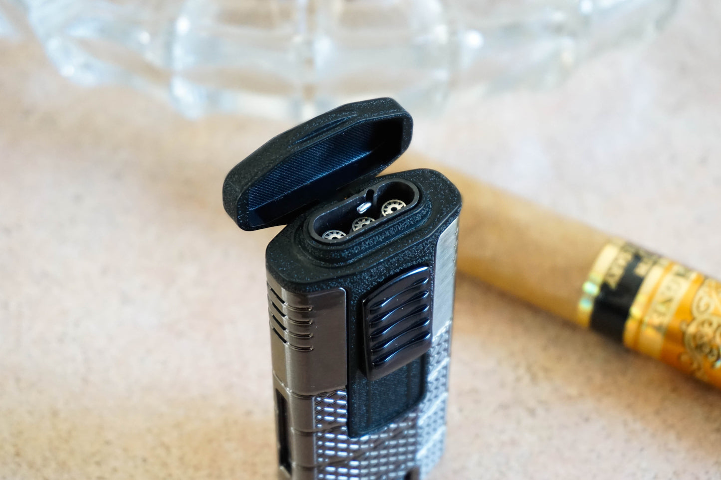 Xikar Tactical Bundle Pack - Titanium Combo - Cigar Case and Torch Lighter