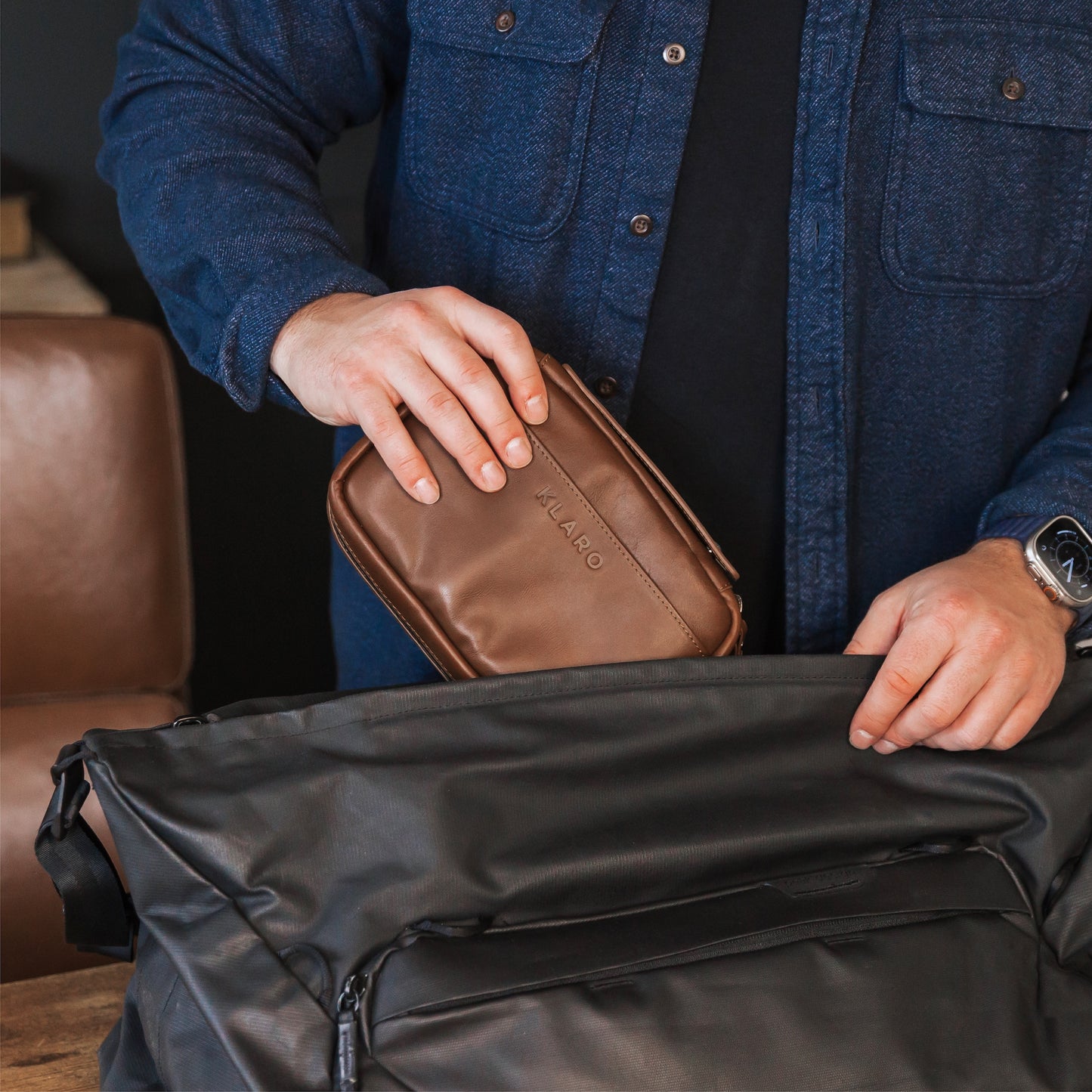 Estuche para puros de cuero Flint Travel
