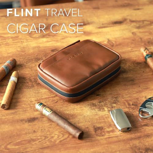 Groomsmen Cigar Gifts - Flint Leather Travel Case Kit by Case Elegance