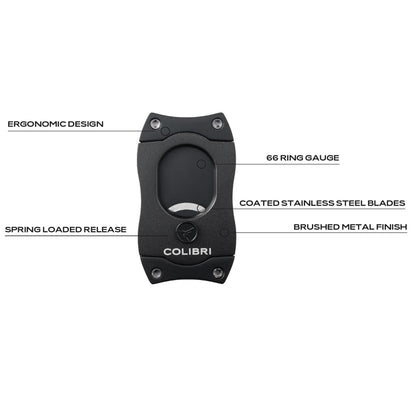 Colibri S-Cut Cigar Cutter, Charcoal + Black Blades