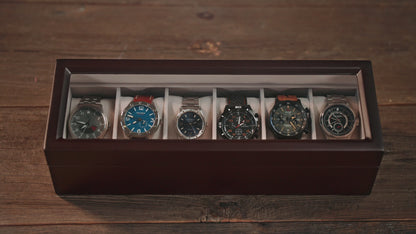 Boîte de montre en bois massif - 6 cases