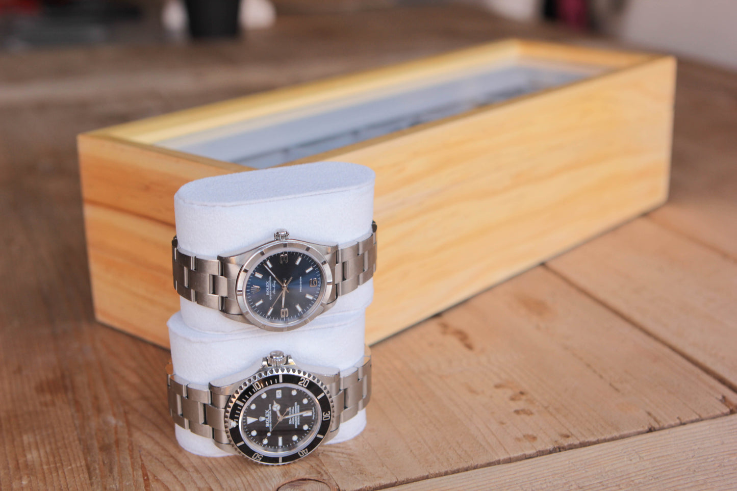 Boîte à montre en bois de pin - 6 cases