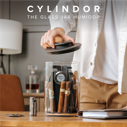 Cylindor Humidor - Glass Jar & Ashwood Lid