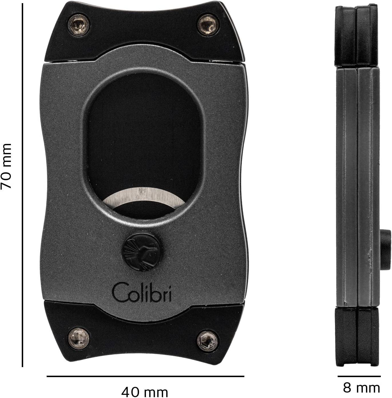 Colibri S-Cut Cigar Cutter, Charcoal + Black Blades