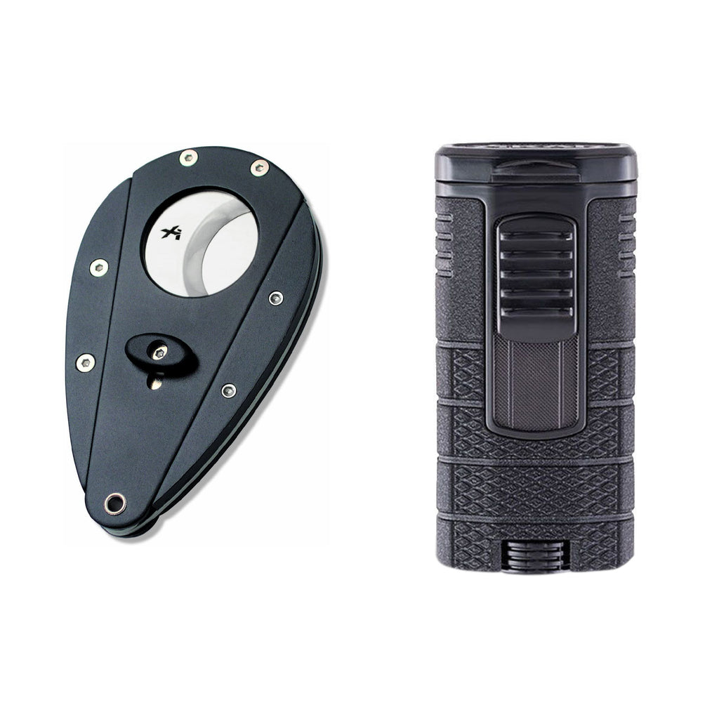 Xikar Tactical Bundle Pack - Combo nero - tagliasigari e accendino a torcia