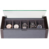 Premium Angled Glass Watch Box - 5 Slot Espresso e Herringbone
