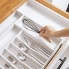 KitchenEdge Premium Silverware, Flatware and Utensil Organizer for Kitchen Drawers, Expandable 16 to 28 Inches Wide, 10 Compartments, Food-Safe Contract Grade White Finish 100% Sustainable Bamboo Wood