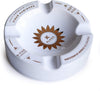 Klaro Round Large White and Gold Inlay Ceramic Ashtray for Four Cigars