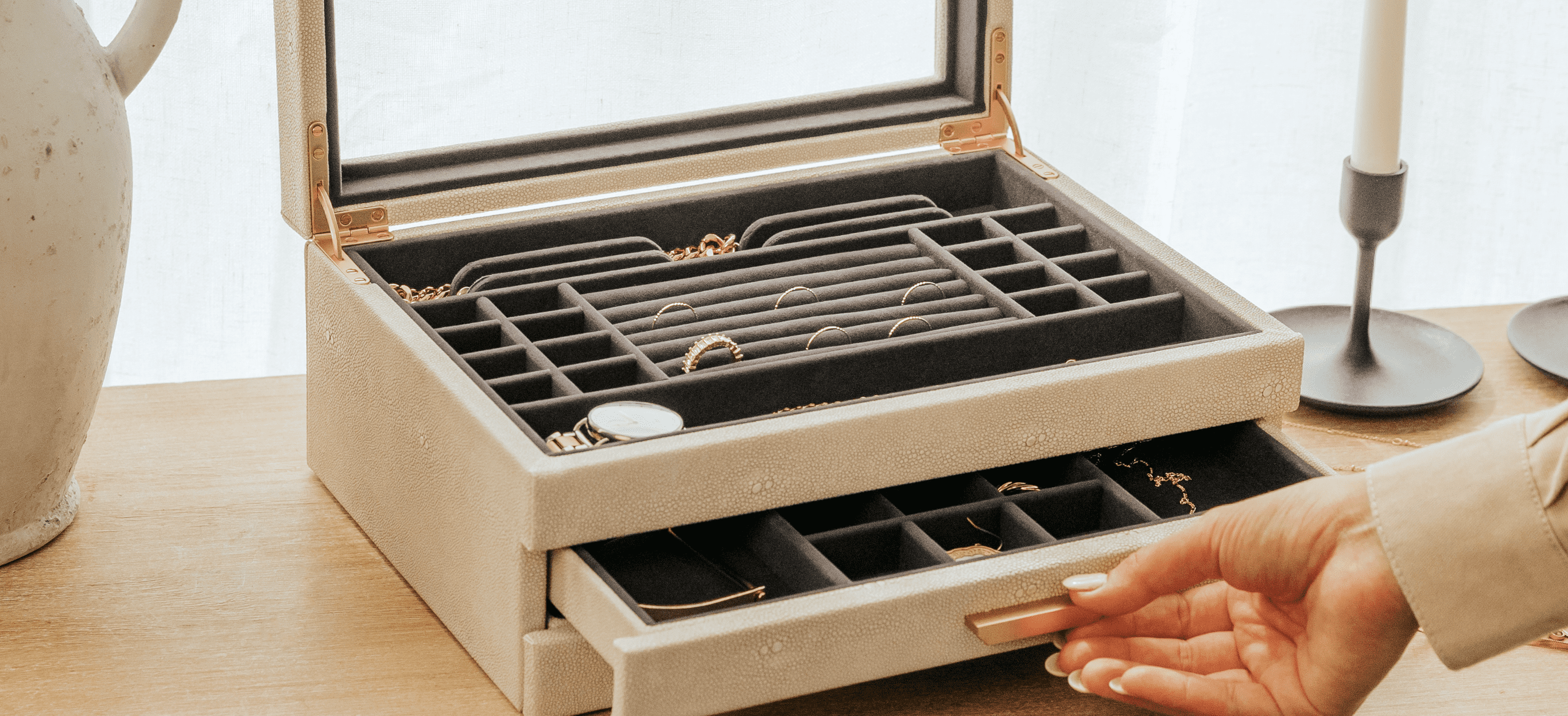 Blind Box CASE ELEGANCE Uhrenbox Aus Massivholz 12 Uhren-Vitrine