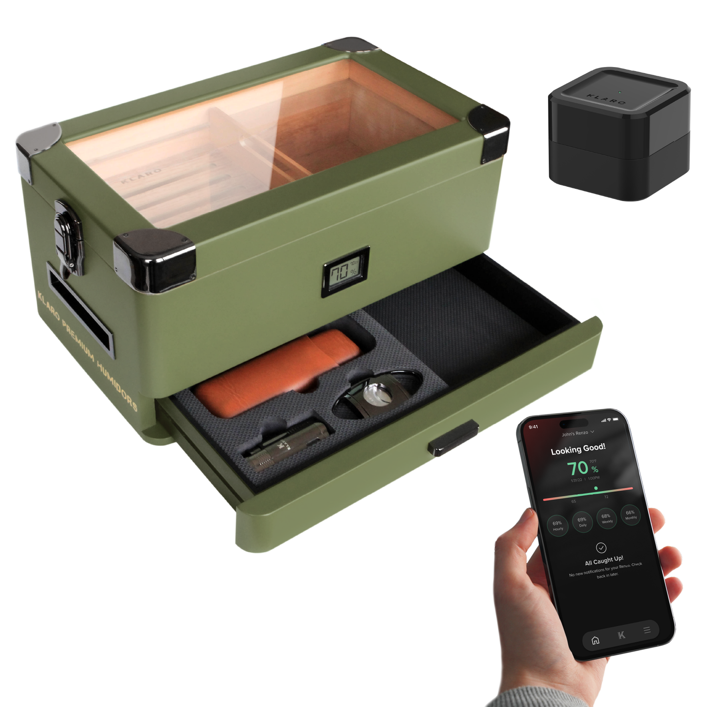 Military Glass Top Humidor