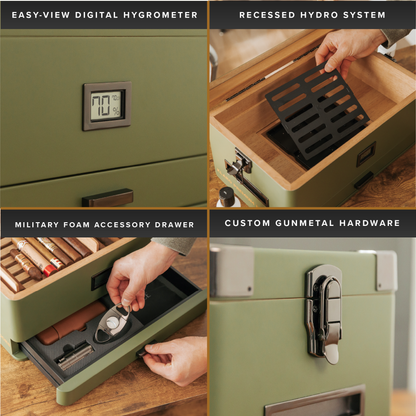 Military Glass Top Humidor