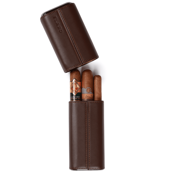 Richmond Custom Leather Cigar Travel Case - Cedar Lined Travel Cigar Holder Brown Cigar Gifts - Home Wet Bar