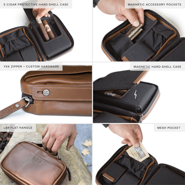Brown Flint Travel Leather Cigar – Case Elegance