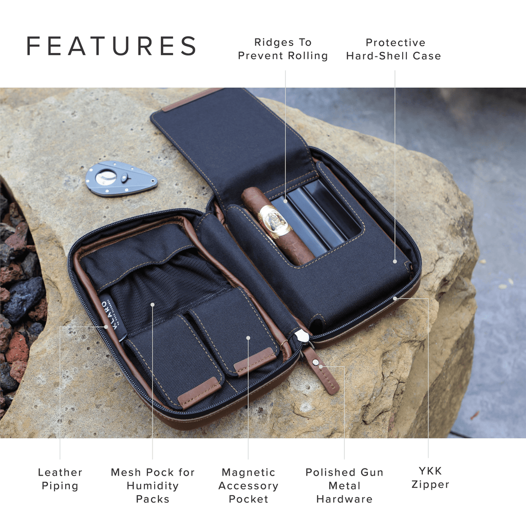 Brown Flint Travel Leather Cigar – Case Elegance