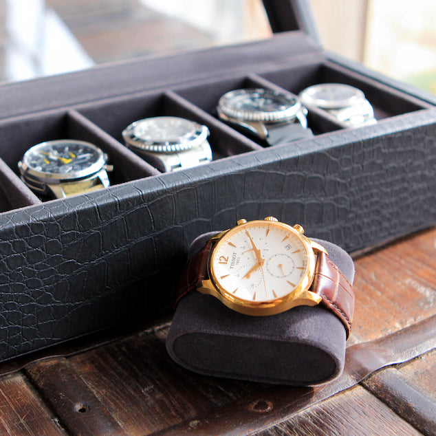 Faux Crocodile Watch Box - 6 Slot