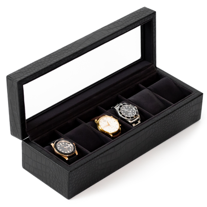 Crocodile Mens Watch And Cufflink Jewelry Box Faux Crocodile Watch