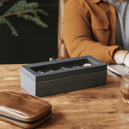 Herringbone Two-Toned Watch Box - 5 Slot