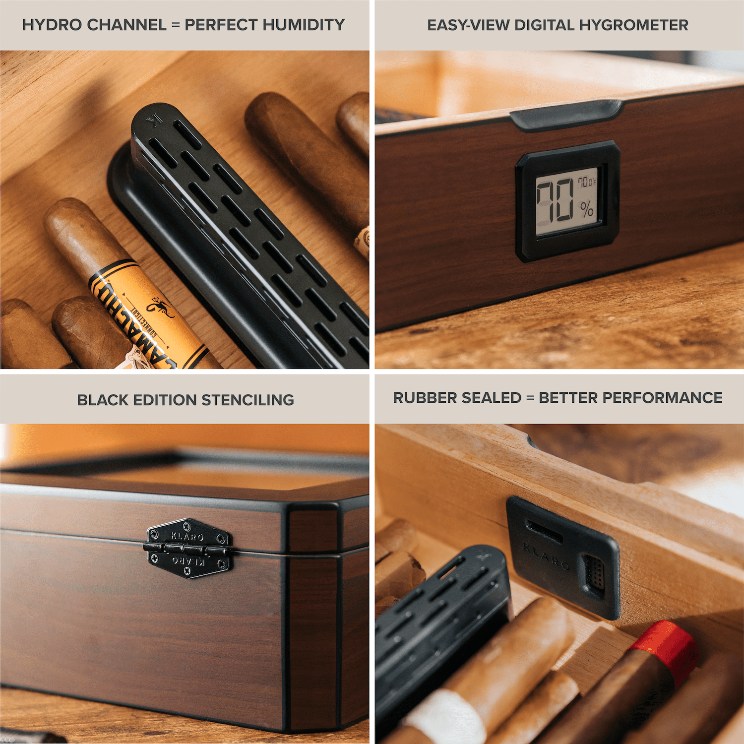 Mag Desktop Humidor, Walnut Finish, Spanish Cedar, Holds 20-30 Cigars, Glass Top by Case Elegance, Brown