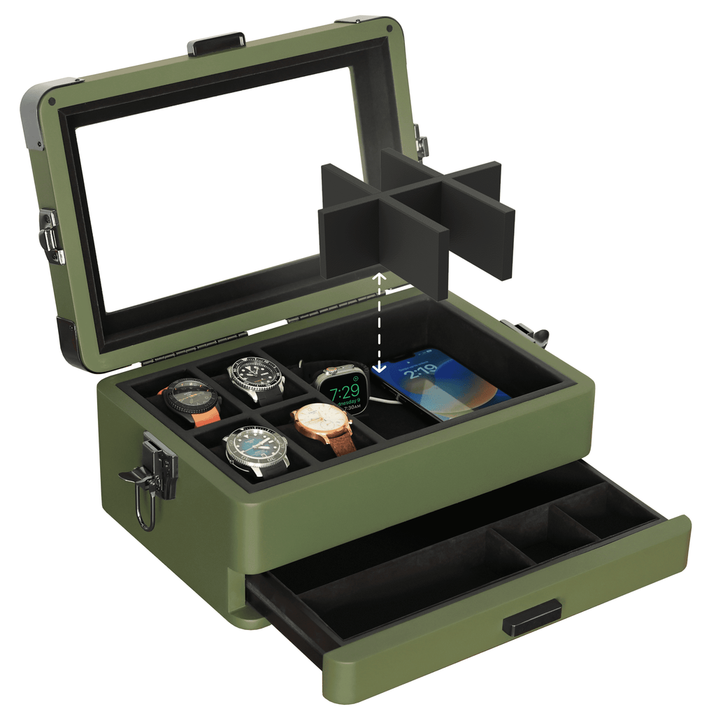 Caja de reloj modular militar - 10 ranuras