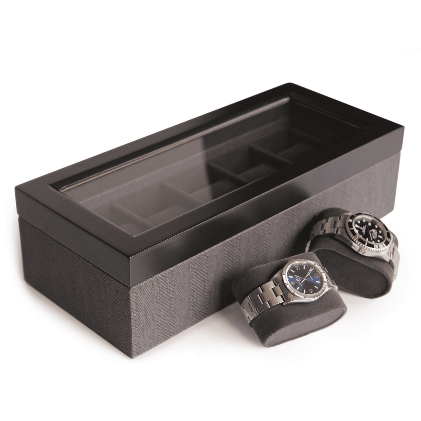 Herringbone Two-Toned Watch Box - 5 Slot
