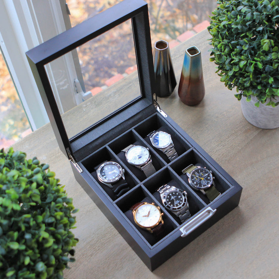 Modern 2x3 Watch Box 6 Slot Case Elegance