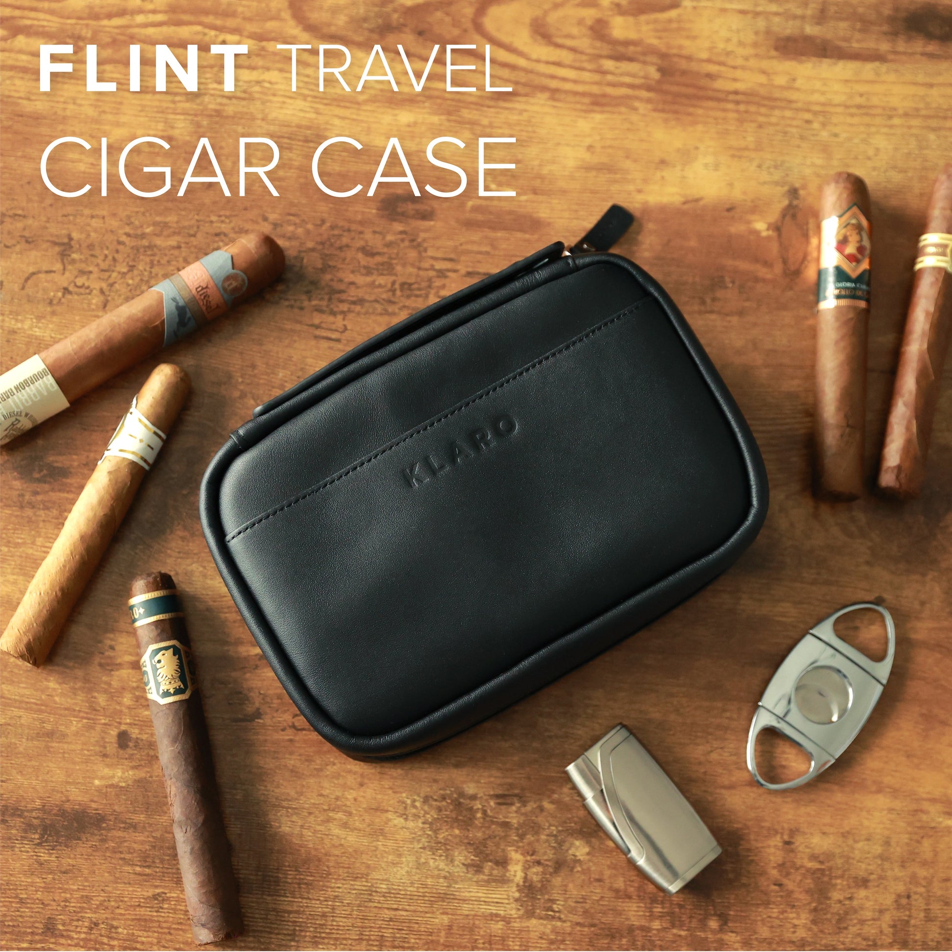 Personalized Full Grain Leather Cigar Case Travel Storage Cigar